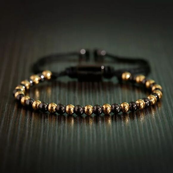 Gold Black Metal Bead Bracelet - Picture 3 of 3